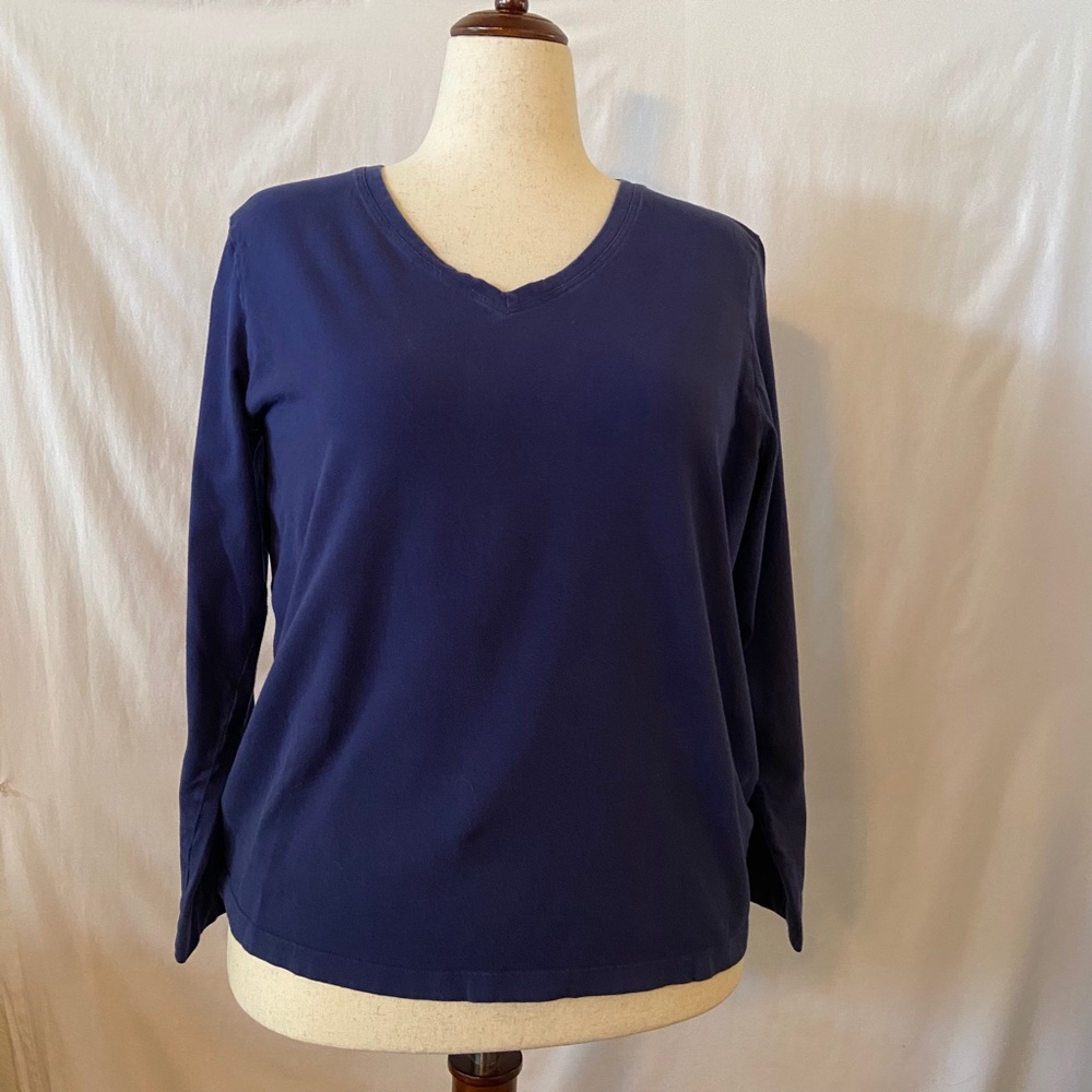 Great Northwest Dark Blue Long Sleeve V-neck T-shirt Plus size 1x